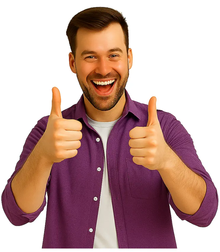 Confident man celebrating success and personal transformation after healing