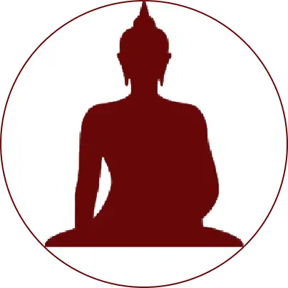 Minimalist red Buddha silhouette — symbolizing inner peace, release, and awakening