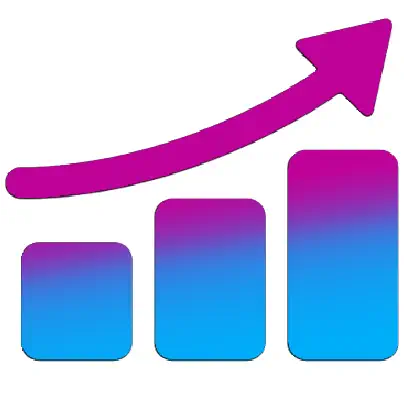Bar chart with upward arrow — symbol of healing progress in client testimonial (Chiang Mai)