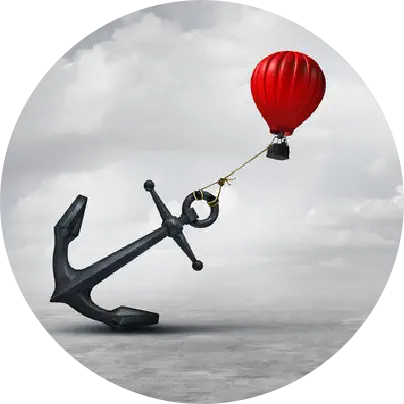 Anchor being lifted by a red balloon — symbolizing emotional release and freedom from the past