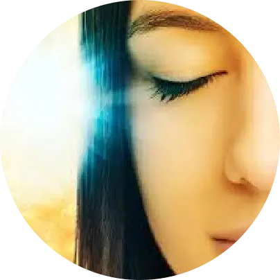 Close-up portrait of a calm woman with eyes closed — client testimonial for holistic healing in Chiang Mai