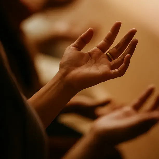 Healing hand extended during spiritual workshop group session